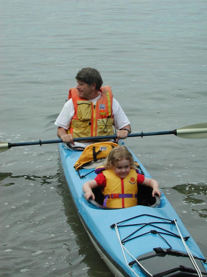 Talia and Grandpa Dave push off
