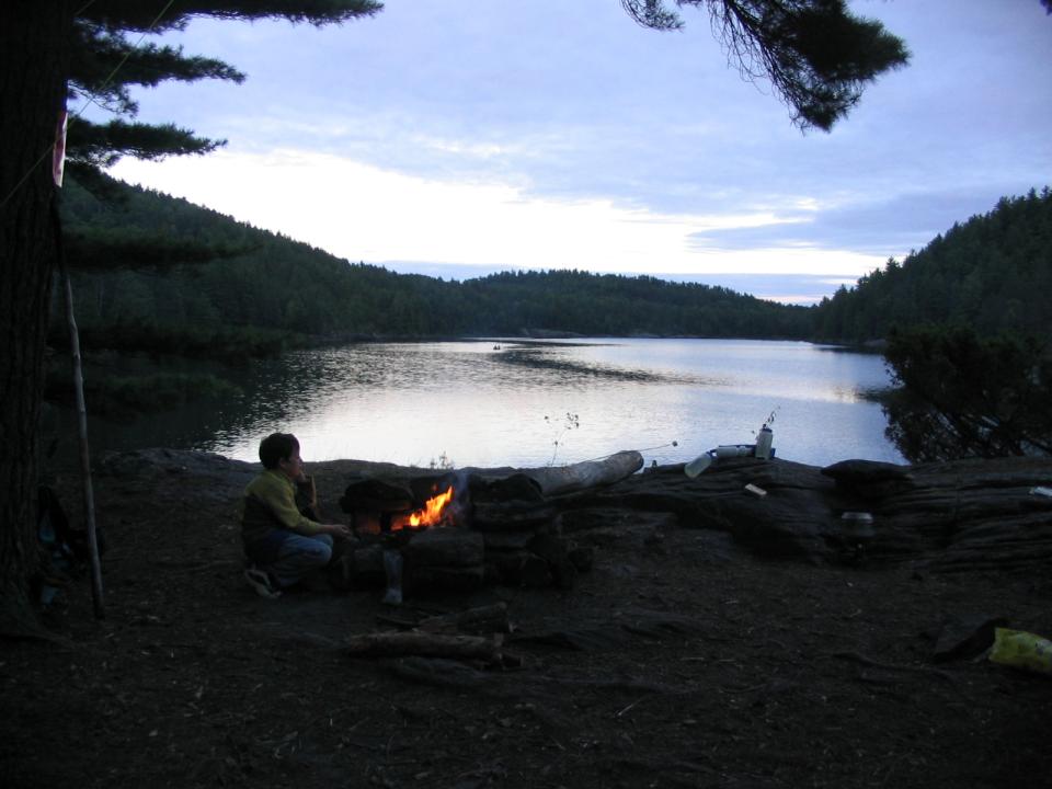 Campfire at dusk