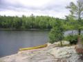 Carcajou Bay campsite and our long canoe
